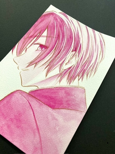 【ポストカード】単色ドローイング 原画 【まっち水彩 赤】