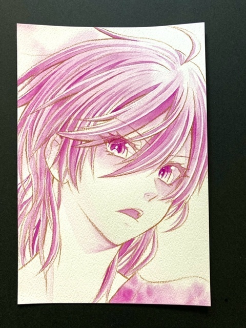 【ポストカード】単色ドローイング 原画 【まっち水彩 赤】