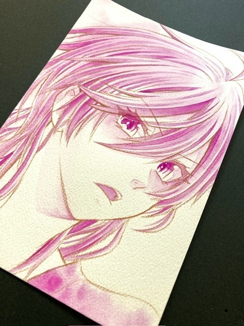 【ポストカード】単色ドローイング 原画 【まっち水彩 赤】