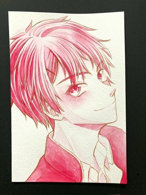 【ポストカード】単色ドローイング 原画 【まっち水彩 赤】