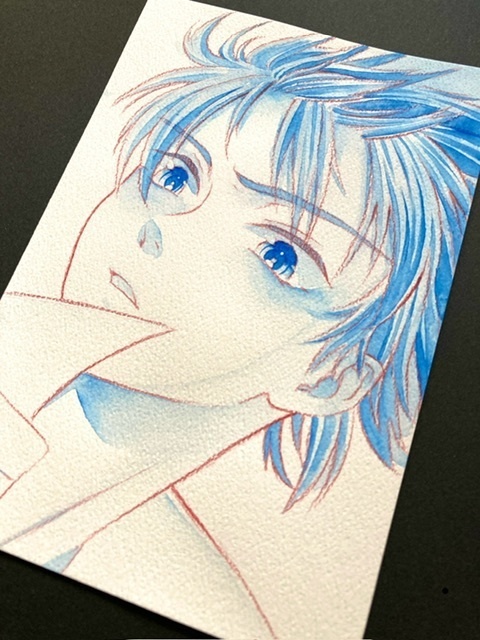 【ポストカード】単色ドローイング 原画 【まっち水彩 青】