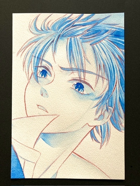 【ポストカード】単色ドローイング 原画 【まっち水彩 青】