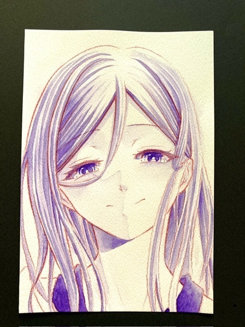 【ポストカード】単色ドローイング 原画 【まっち水彩 青】