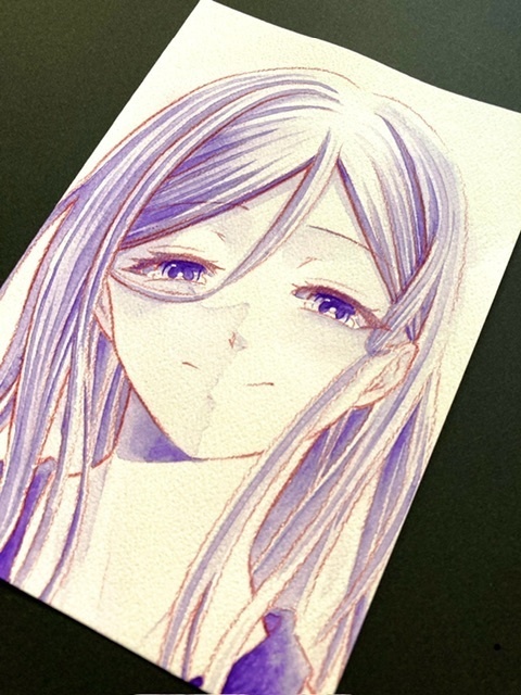 【ポストカード】単色ドローイング 原画 【まっち水彩 青】