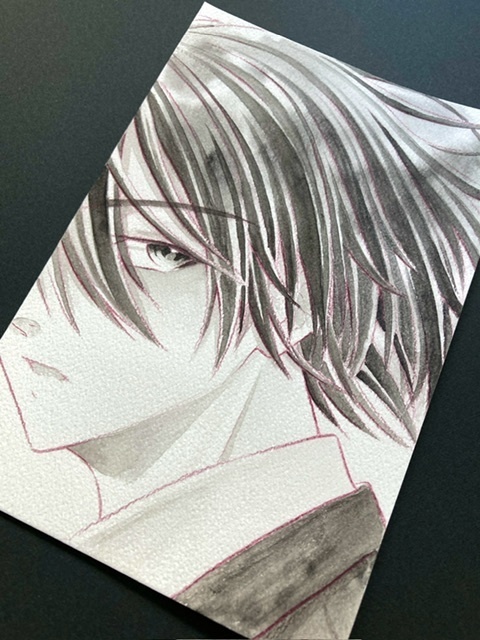 【ポストカード】単色ドローイング 原画 【まっち水彩 茶・黒】