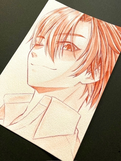 【ポストカード】単色ドローイング 原画 【まっち水彩 茶・黒】