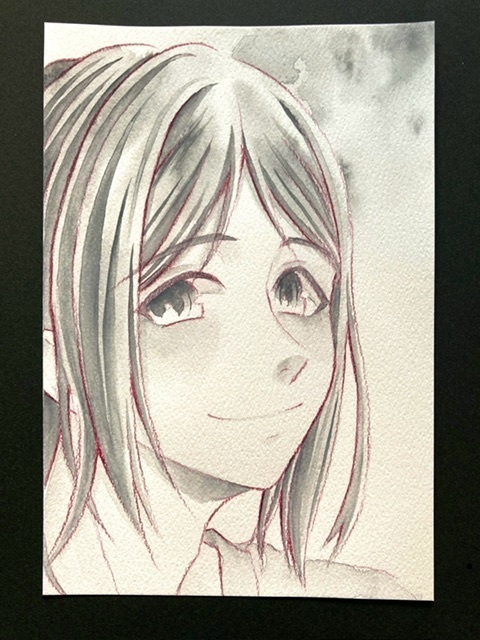 【ポストカード】単色ドローイング 原画 【まっち水彩 茶・黒】