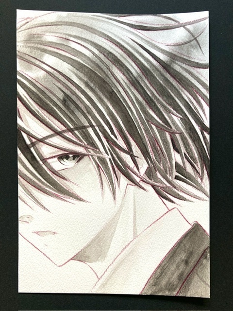 【ポストカード】単色ドローイング 原画 【まっち水彩 茶・黒】