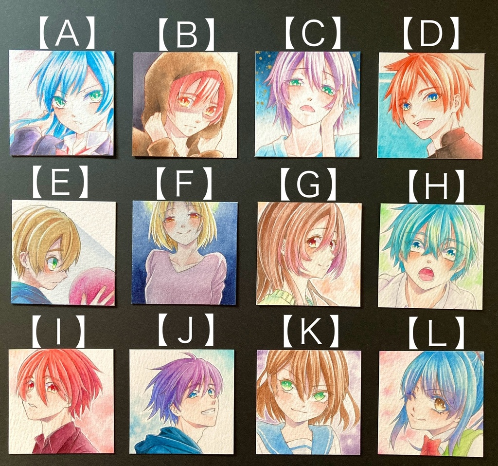 【5.5cm角】 カラーイラスト 原画 【水彩まとめ③】