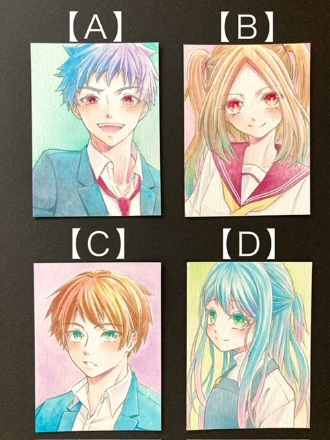 【7.5×5.5cm】 カラーイラスト 原画【カラーインク②】