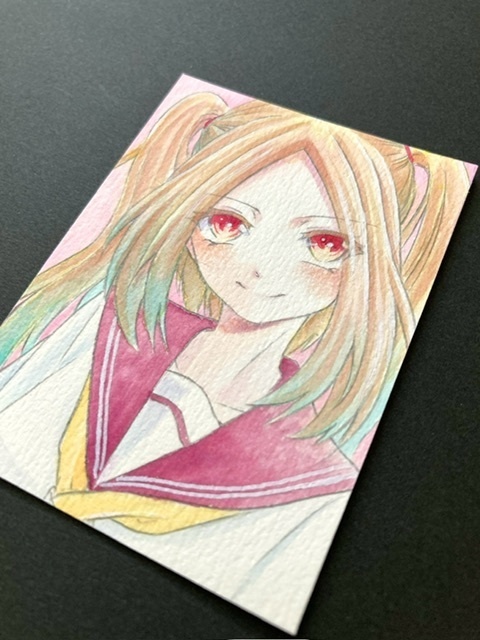 【7.5×5.5cm】 カラーイラスト 原画【カラーインク②】