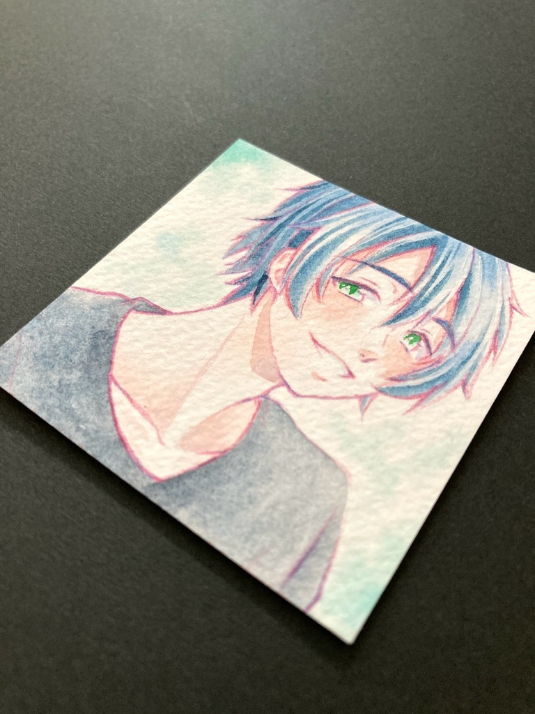 【5.5cm角】カラーイラスト 原画 【透明水彩②】