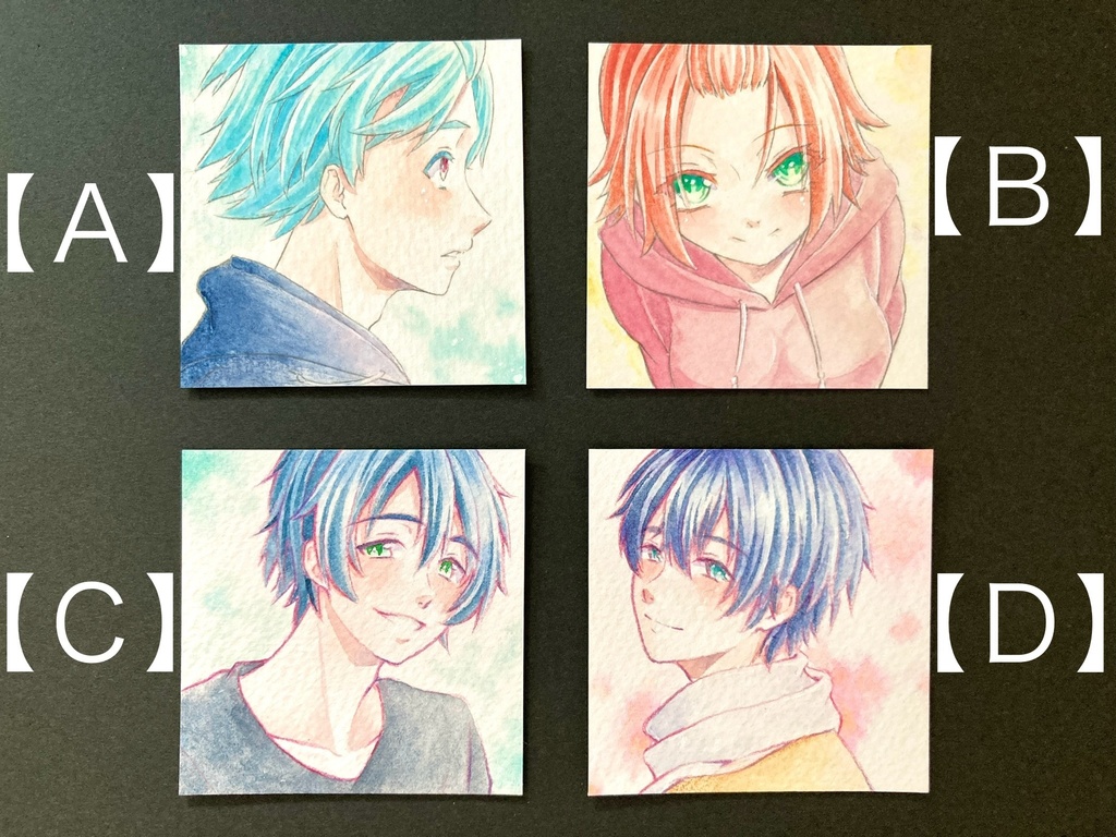 【5.5cm角】カラーイラスト 原画 【透明水彩②】