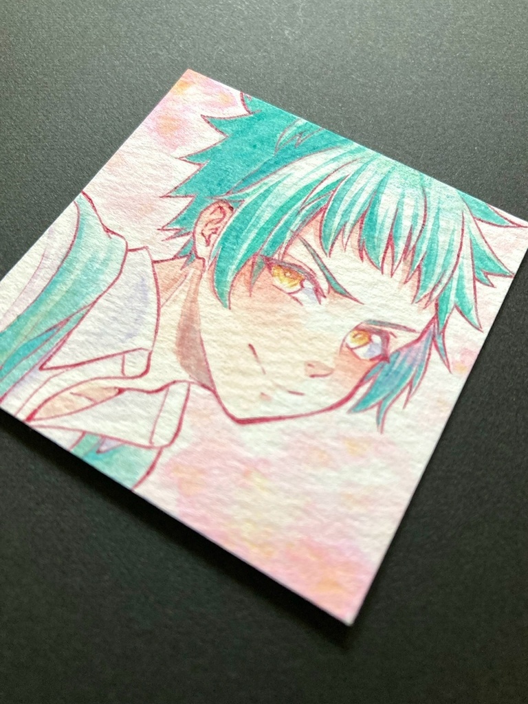 【5.5cm角】カラーイラスト 原画 【透明水彩③】