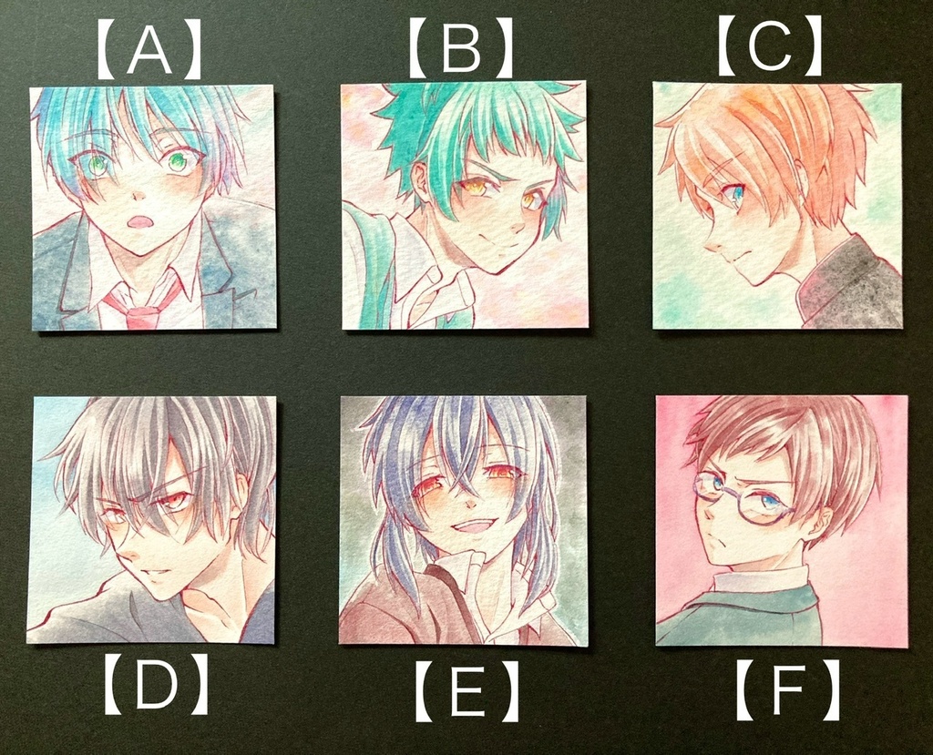 【5.5cm角】カラーイラスト 原画 【透明水彩③】