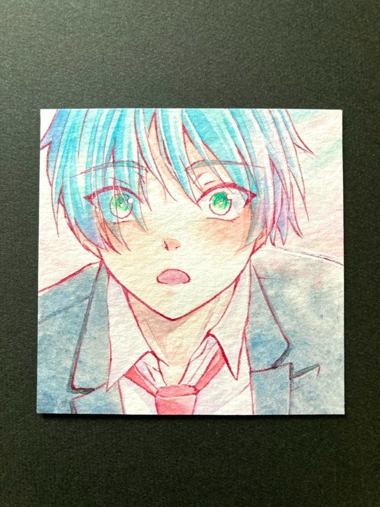 【5.5cm角】カラーイラスト 原画 【透明水彩③】