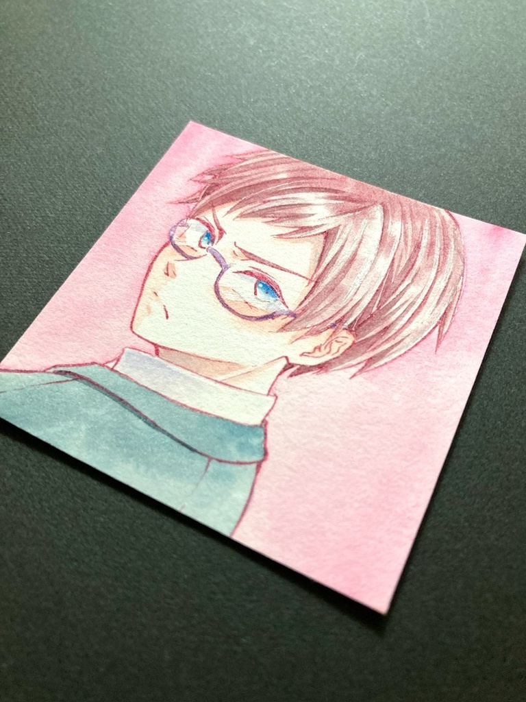 【5.5cm角】カラーイラスト 原画 【透明水彩③】