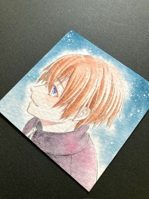 【5.5cm角】カラーイラスト 原画 【透明水彩④】