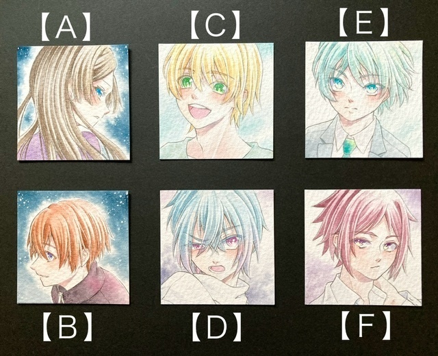 【5.5cm角】カラーイラスト 原画 【透明水彩④】