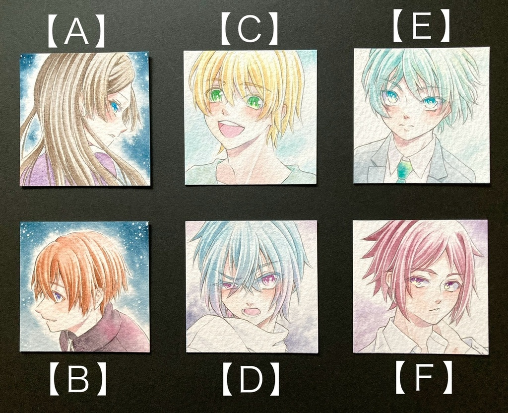 【5.5cm角】カラーイラスト 原画 【透明水彩④】