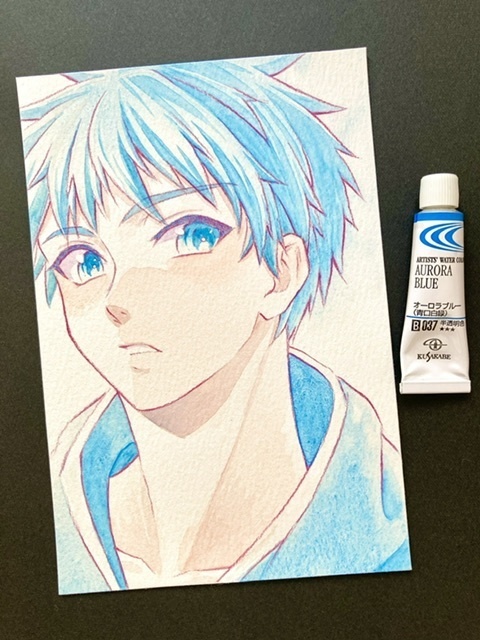 【ポストカード】単色風ドローイング 原画 【水彩 青】