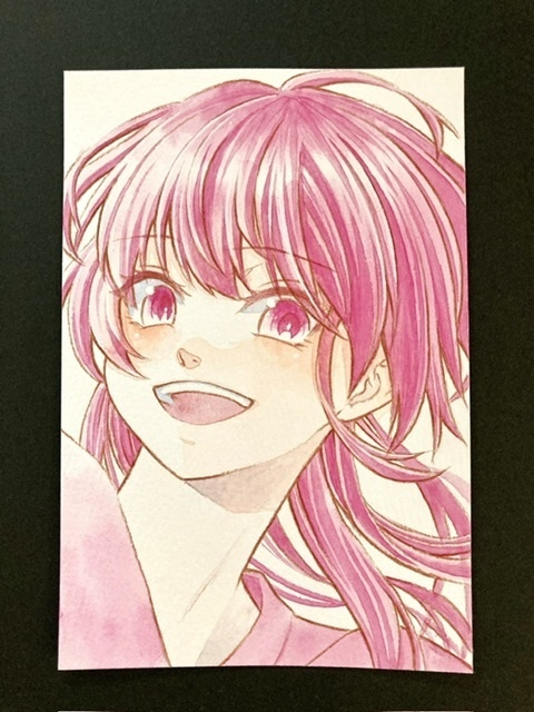 【ポストカード】単色風ドローイング 原画 【水彩 赤】