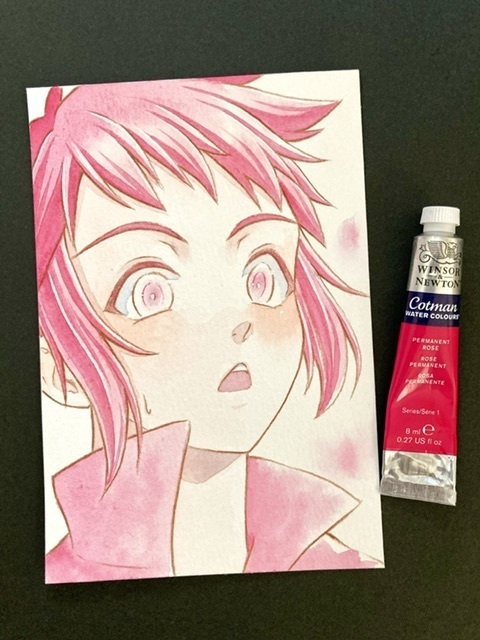 【ポストカード】単色風ドローイング 原画 【水彩 赤】