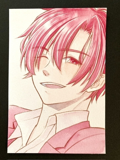 【ポストカード】単色風ドローイング 原画 【水彩 赤】