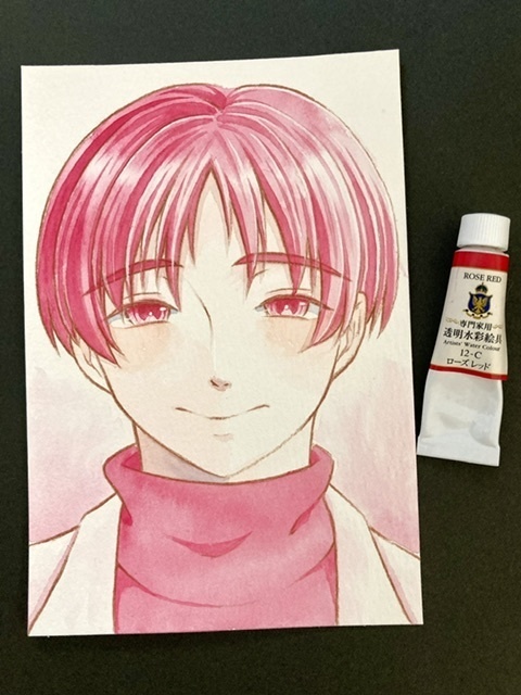 【ポストカード】単色風ドローイング 原画 【水彩 赤】