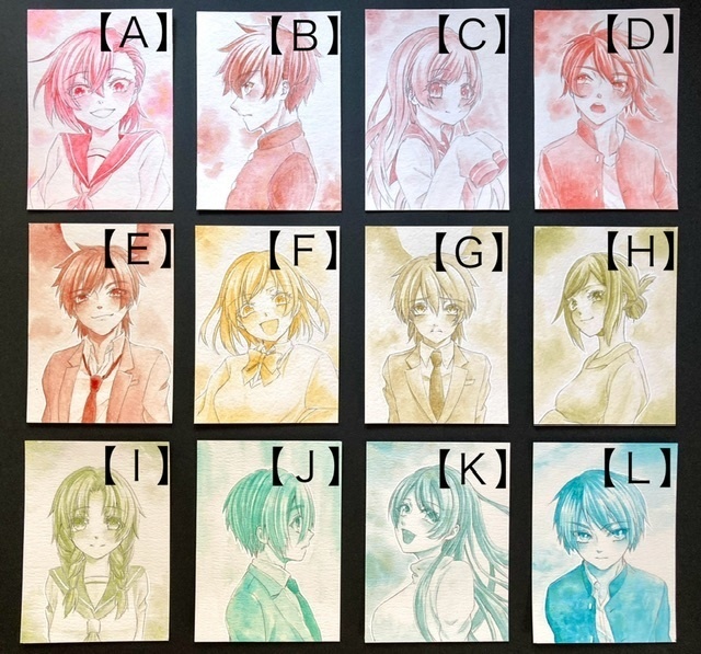 【ATC】単色カラーイラスト 原画 【ホルベイン分離色】