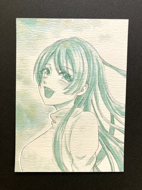 【ATC】単色カラーイラスト 原画 【ホルベイン分離色】