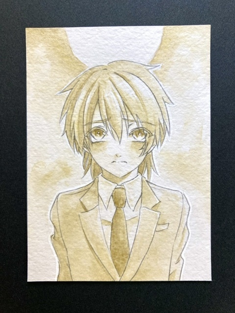 【ATC】単色カラーイラスト 原画 【ホルベイン分離色】