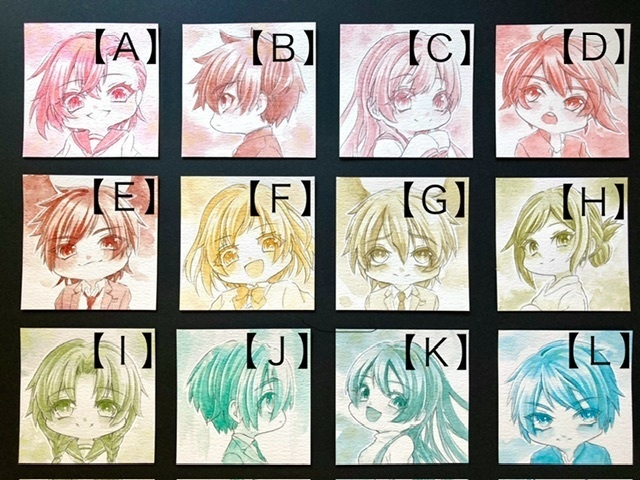 【5.5cm角】単色カラーイラスト 原画 【ホルベイン分離色】