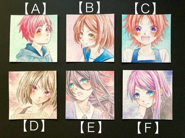 【5.5cm角】カラーイラスト 原画 【透明水彩⑤】