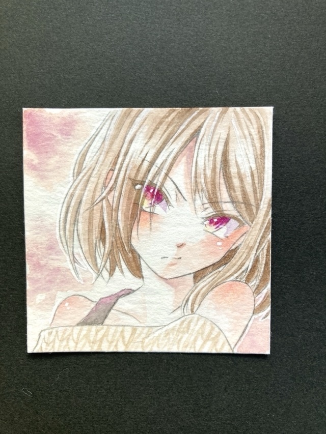 【5.5cm角】カラーイラスト 原画 【透明水彩⑤】