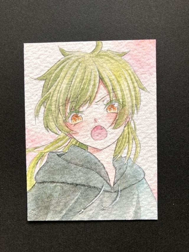 【7.5×5.5cm】 カラーイラスト 原画【透明水彩②】