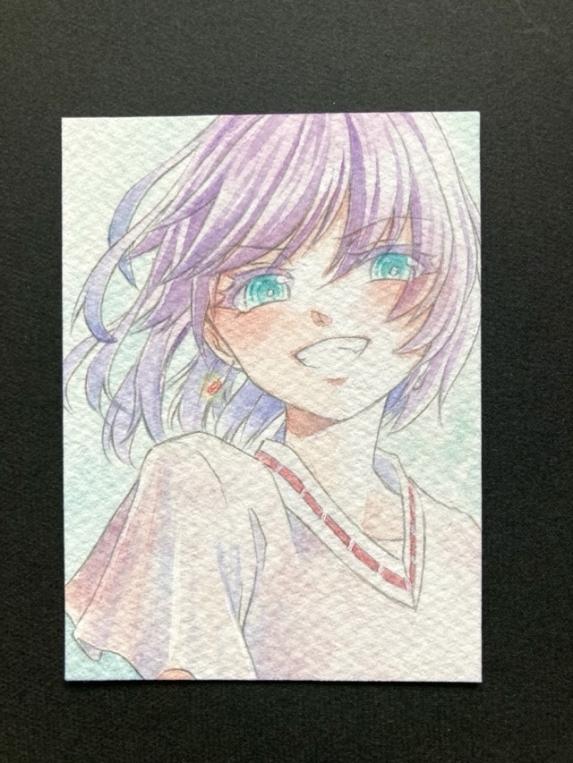 【7.5×5.5cm】 カラーイラスト 原画【透明水彩②】