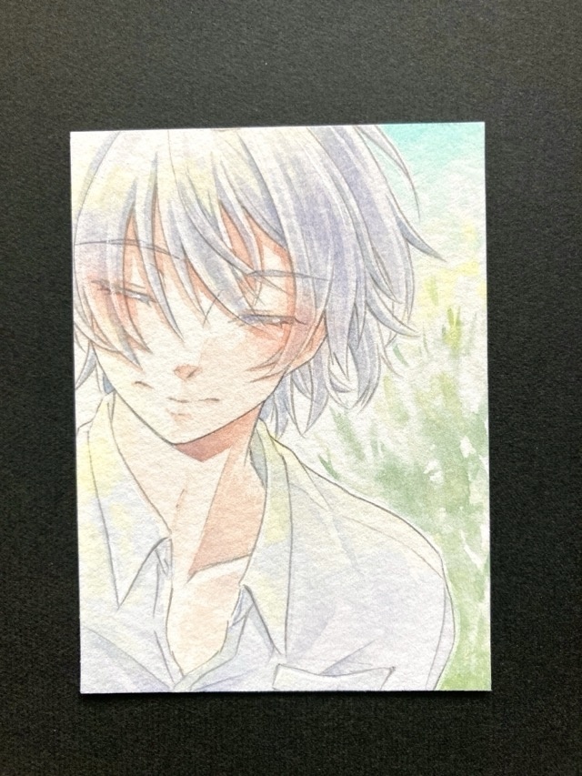 【7.5×5.5cm】 カラーイラスト 原画【透明水彩②】