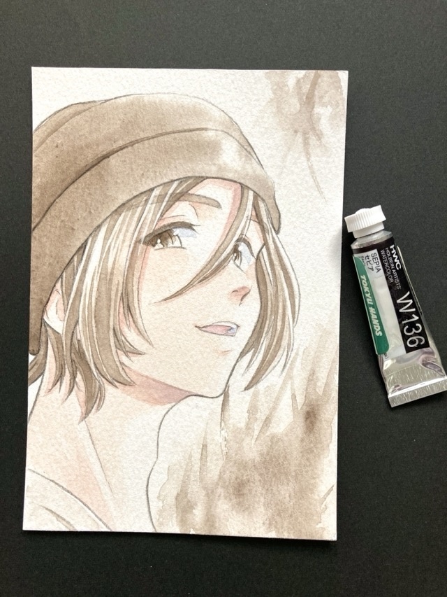 【ポストカード】単色風ドローイング 原画 【水彩 黒】