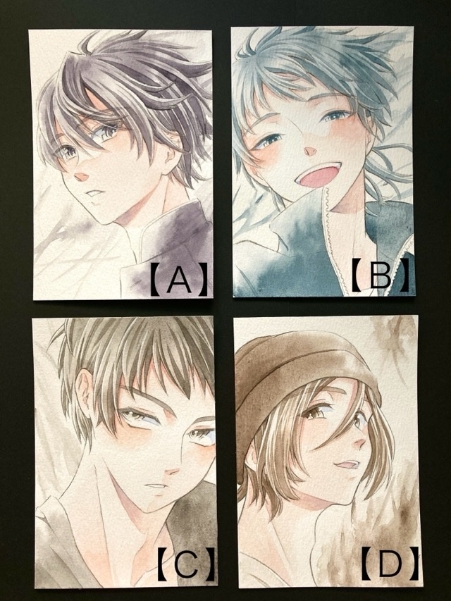 【ポストカード】単色風ドローイング 原画 【水彩 黒】