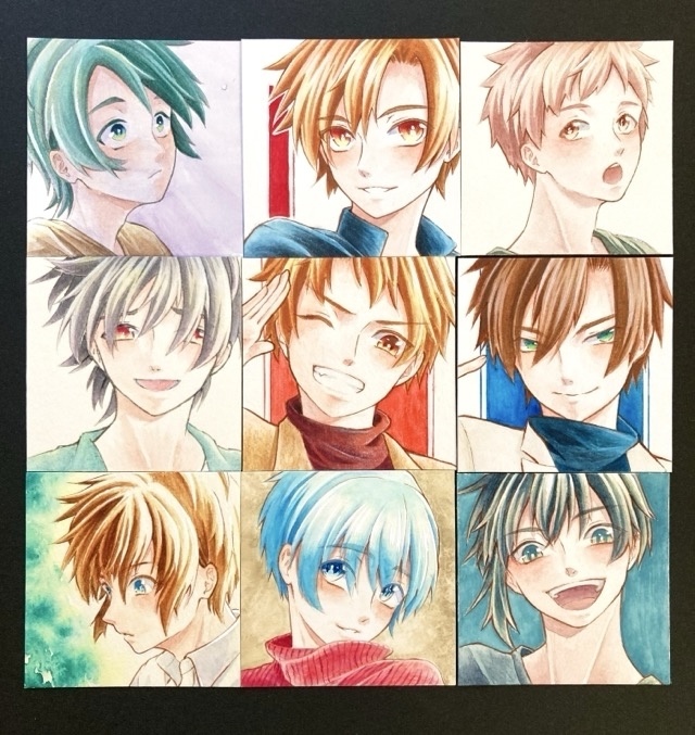 ミニ原画ガチャ 【5.5cm角：水彩 男子】