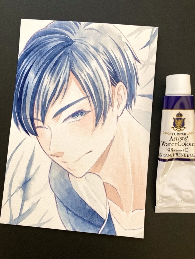 【ポストカード】単色風ドローイング 原画 【水彩 紺】