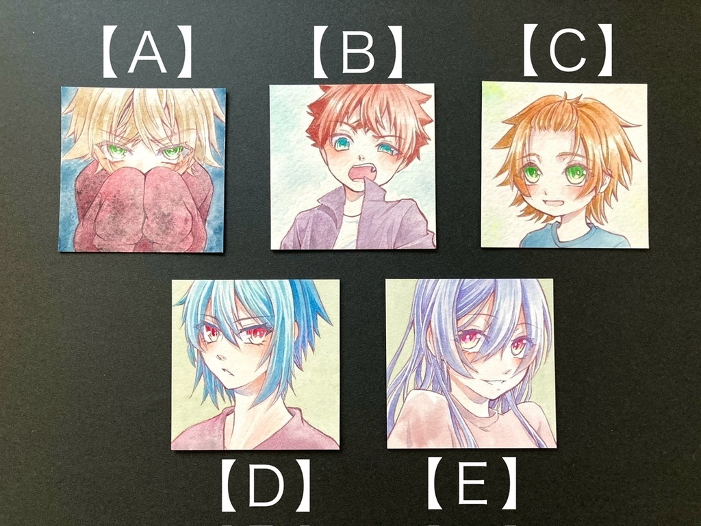 【5.5cm角】カラーイラスト 原画 【透明水彩⑦】