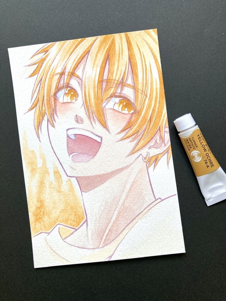 【ポストカード】単色風ドローイング 原画 【水彩 黄土】