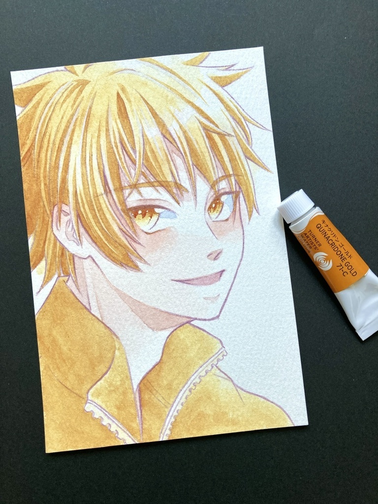 【ポストカード】単色風ドローイング 原画 【水彩 黄土】