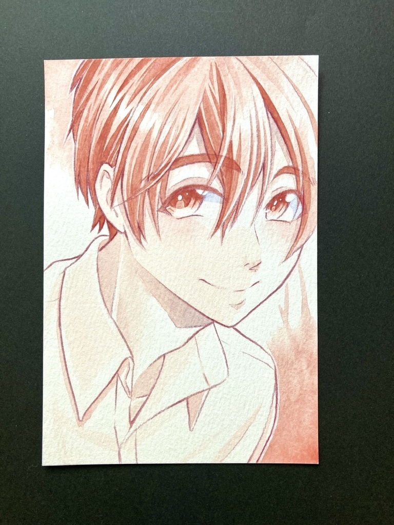 【ポストカード】単色風ドローイング 原画 【水彩 赤茶】
