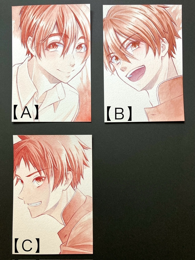 【ポストカード】単色風ドローイング 原画 【水彩 赤茶】