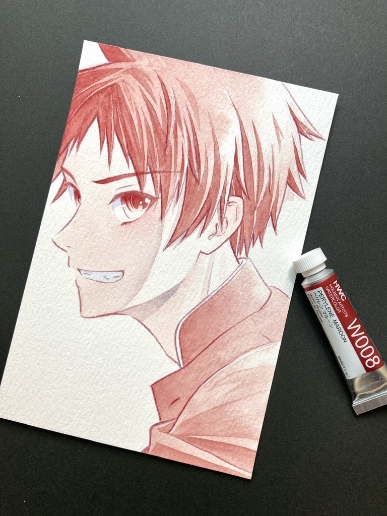 【ポストカード】単色風ドローイング 原画 【水彩 赤茶】