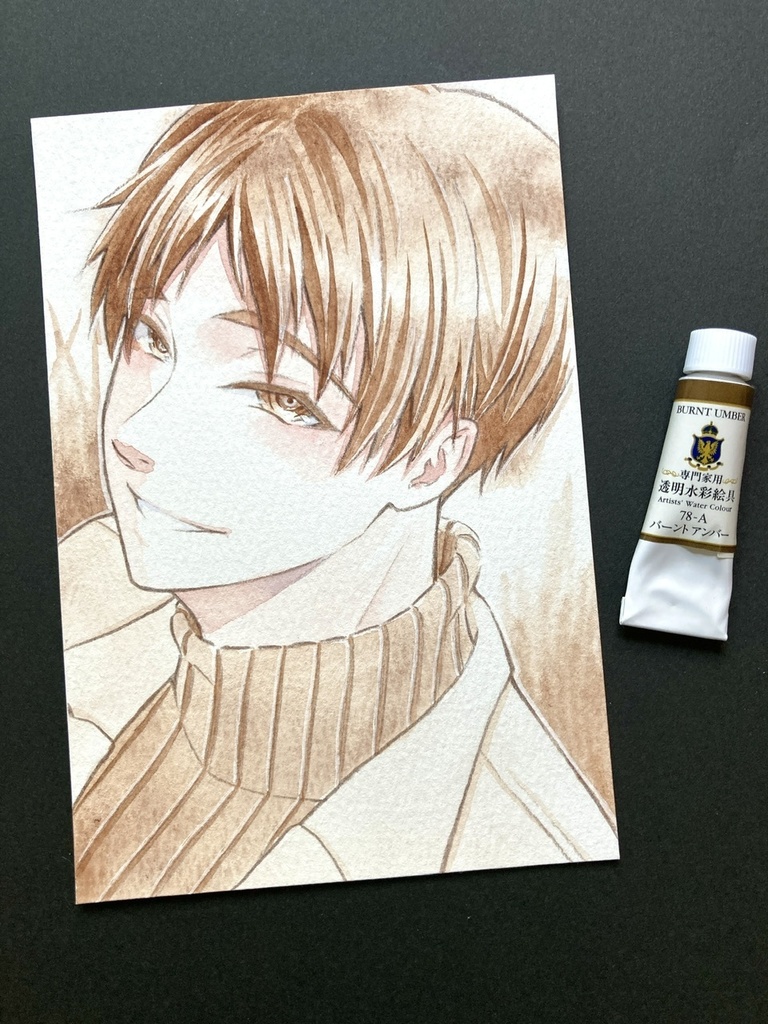 【ポストカード】単色風ドローイング 原画 【水彩 茶】