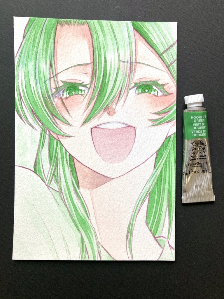 【ポストカード】単色風ドローイング 原画 【水彩 緑】